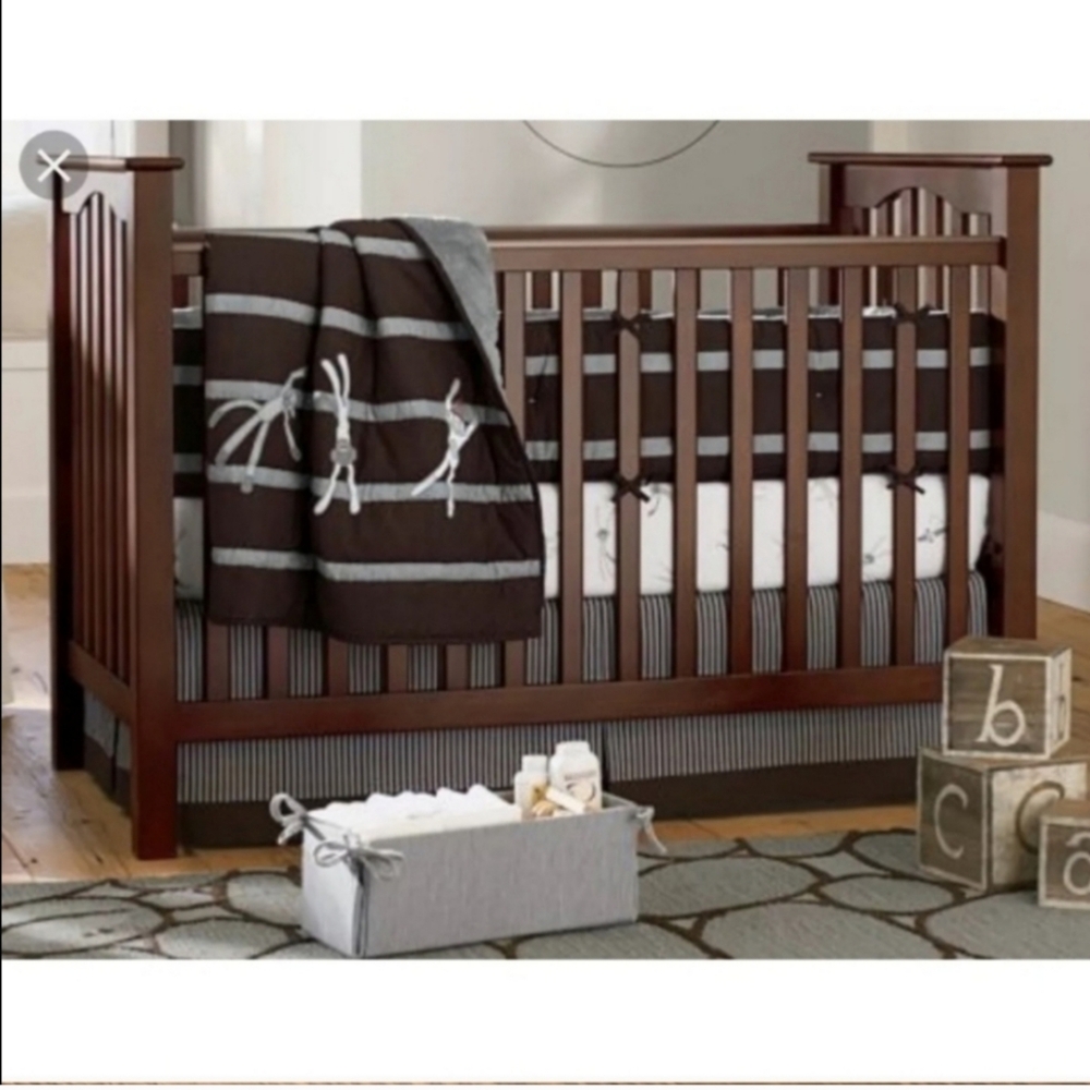 NWT Pottery Barn Kids Crib Skirt from Sock Monkey Line 100% Cotton